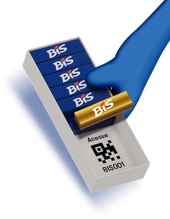 Mão segurando caixa de BIS